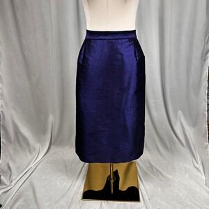 Alex Evenings Purple Shimmer Liquid Metallic Pencil Skirt Plus SZ 22 Midi Party